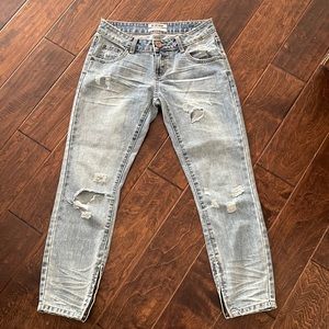 One teaspoon distressed jeans with inside ankle zip cotton/poly blend,no stretch